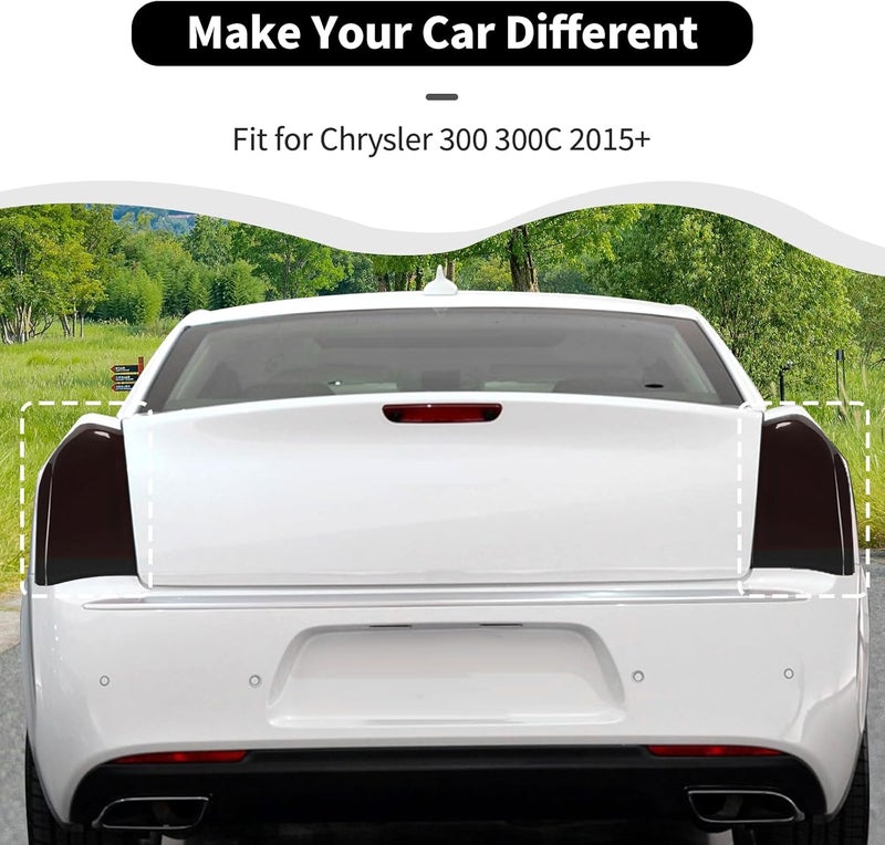 HTHE Tail Light Taillight Guard Cover Fit for Chrysler 300 300C 2015+, Rear Light Cover Exterior Accessories,Smoked Black - Image 3